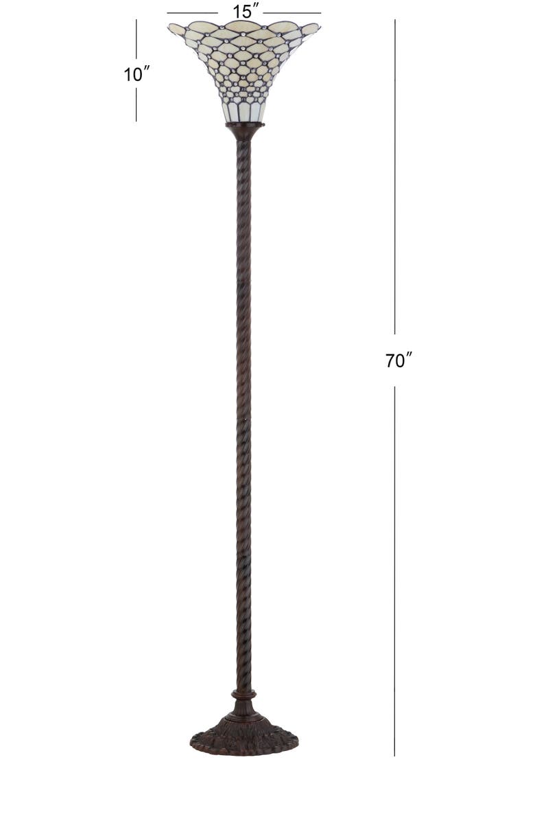 JONATHAN Y White Tiffany-Style 70" Torchiere LED Floor Lamp, Bronze, Alternate, color, Bronze