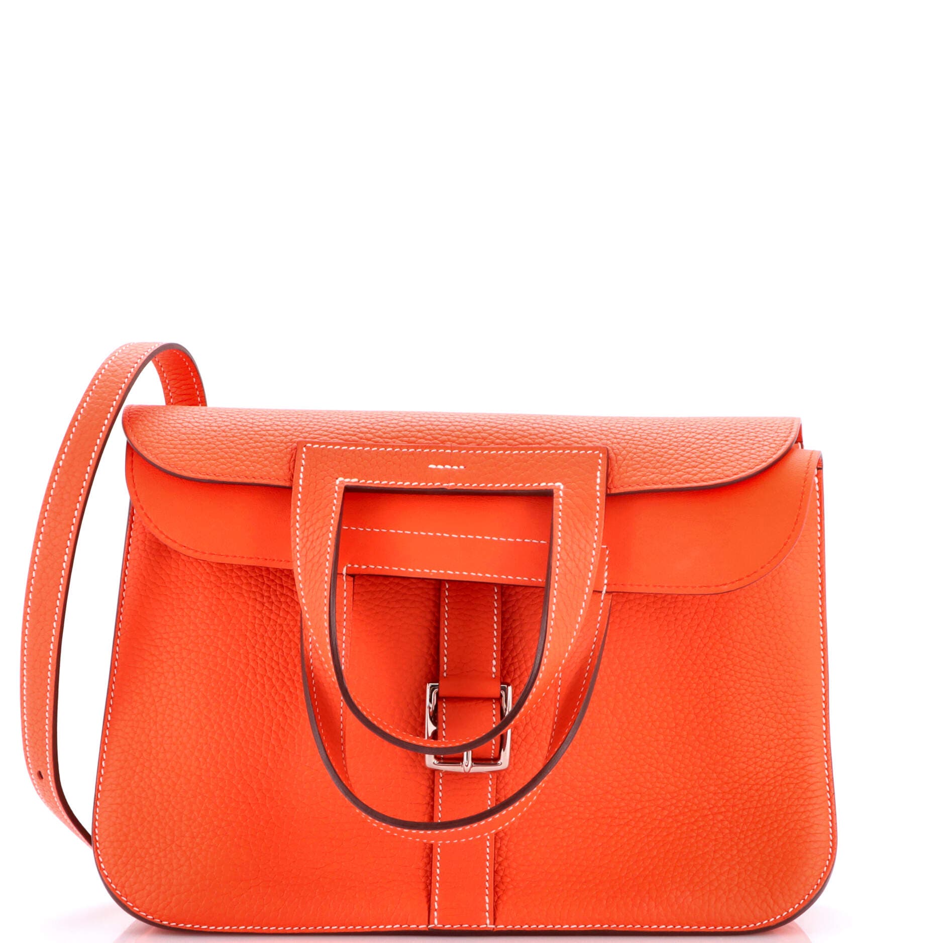 Pre-Owned Hermes Halzan Bag Clemence 31, Main, color, Orange Poppy