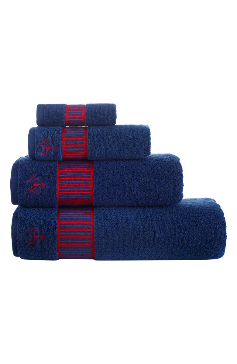 Brooks Brothers Fancy Border 2-Pack Turkish Cotton Hand Towels, Alternate, color, Navy