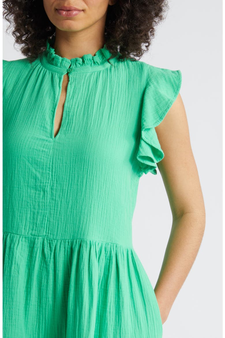 Ruffle Duo Cotton Gauze Dress, Alternate, color, GREEN CELTIC