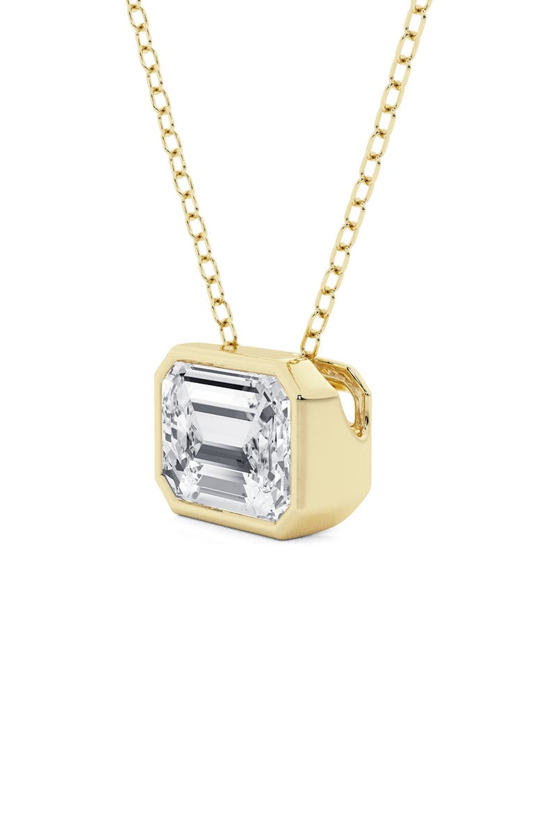 14K Gold Emerald Cut Lab-Created Diamond Pendant Necklace - .5ct, Alternate, color, 1.5 CTW YELLOW GOLD