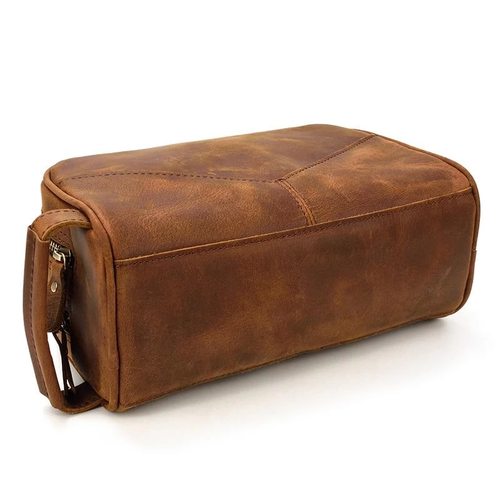 Steel Horse Leather The Nomad Toiletry Bag | Genuine Leather Travel Toiletry Bag In Brown