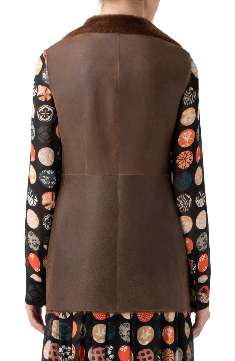 Akris punto Reversible Lambskin Leather & Genuine Shearling Gilet, Alternate, color, 
