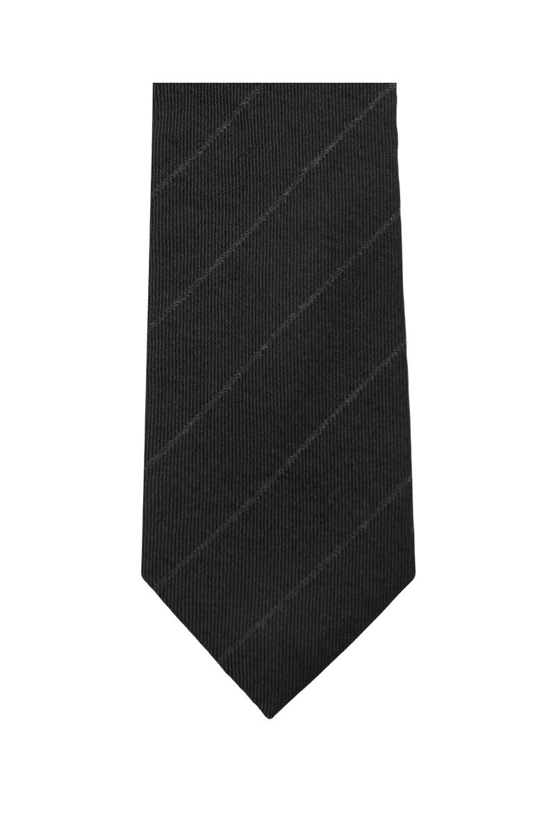 Stripe Wool Blend Tie, Alternate, color, BLACK
