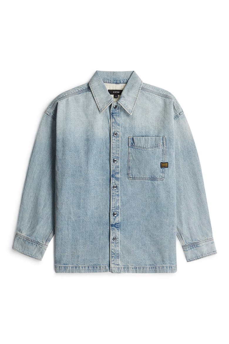 Boxy Fit Denim Button-Up Overshirt, Alternate, color, VINTAGE BORNITE