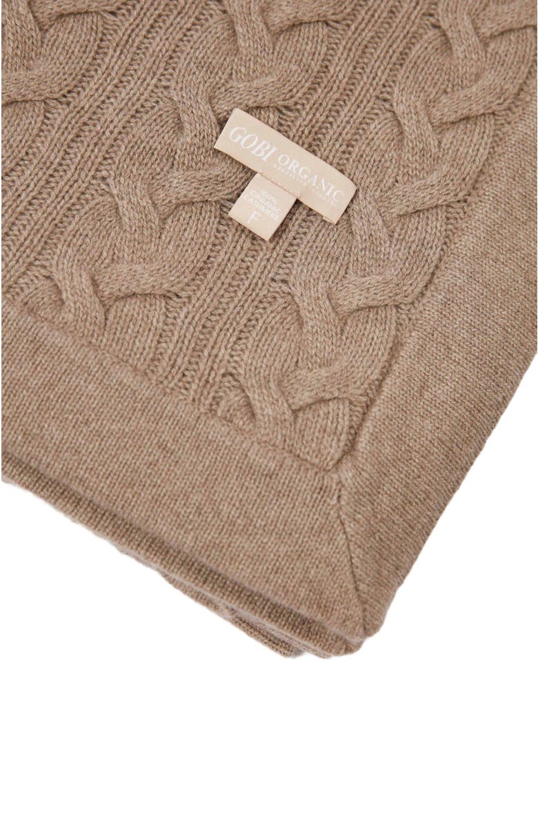 GOBI Mongolian Cashmere Unisex Cashmere Cable Knit Blanket Gray, Alternate, color, Taupe