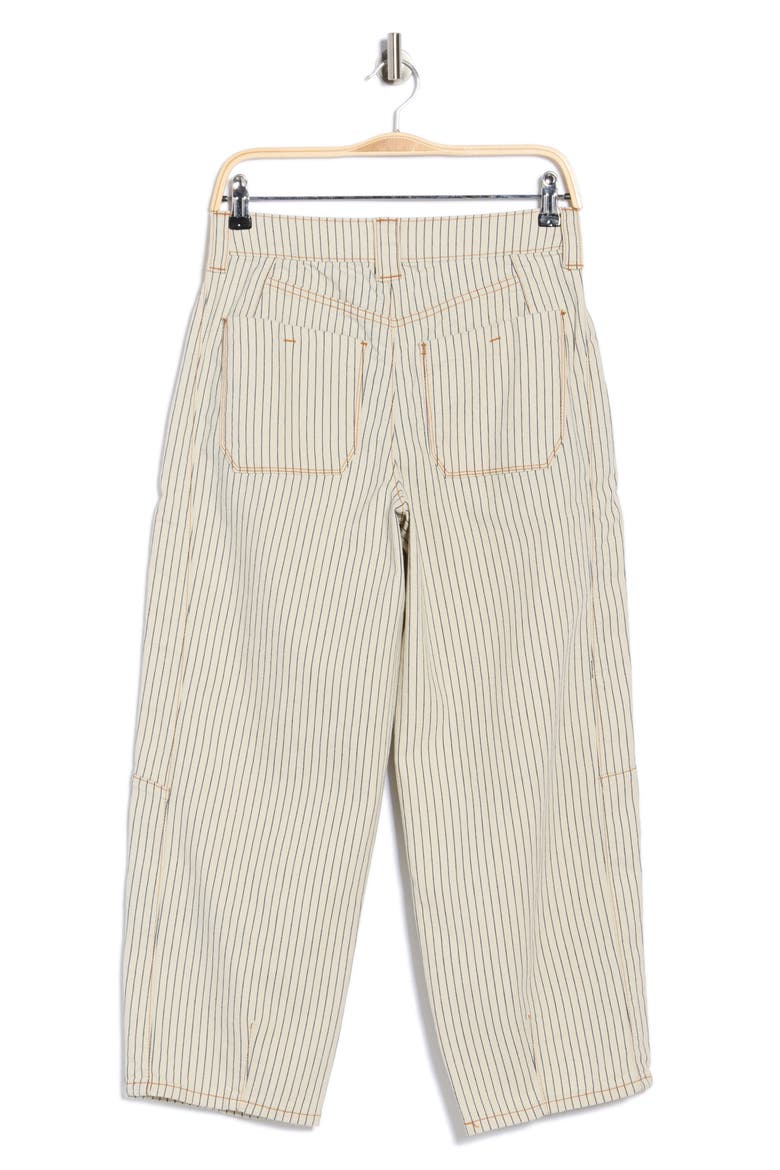 Stripe Relaxed Barrel Pants, Alternate, color, BLANCHED ALMOND/ NAVY