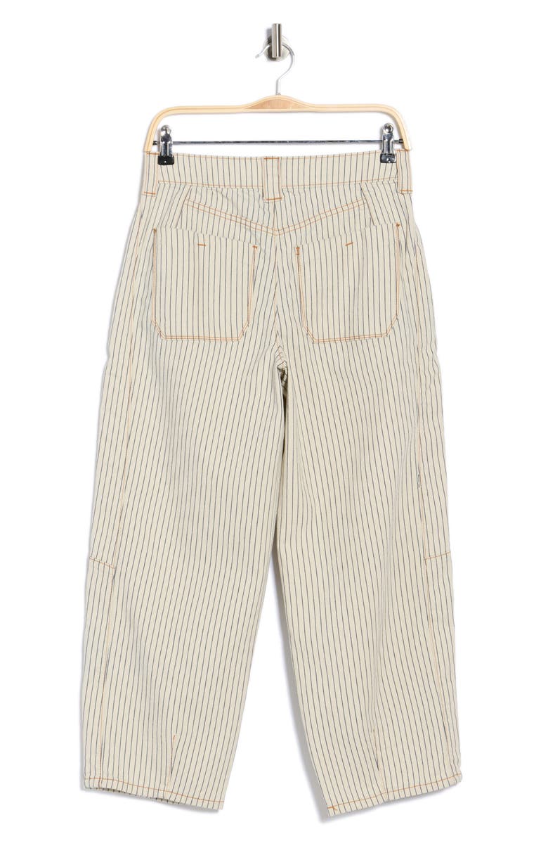 Democracy Stripe Relaxed Barrel Pants, Alternate, color, Blanched Almond/ Navy