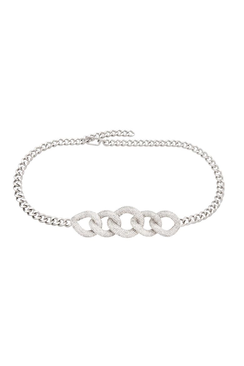 Fancy Curb Link Belt, Alternate, color, Silver Rhine