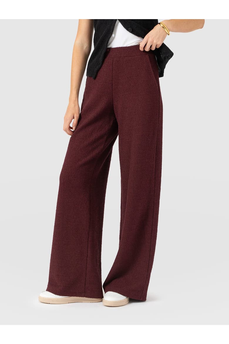 Keller Wide Leg Pant, Alternate, color, Burgundy Boucle