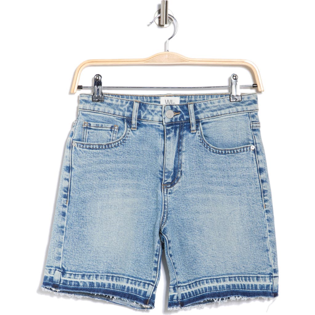 Wash Lab Denim Release Hem High Waist Mid Length Denim Shorts In Blue