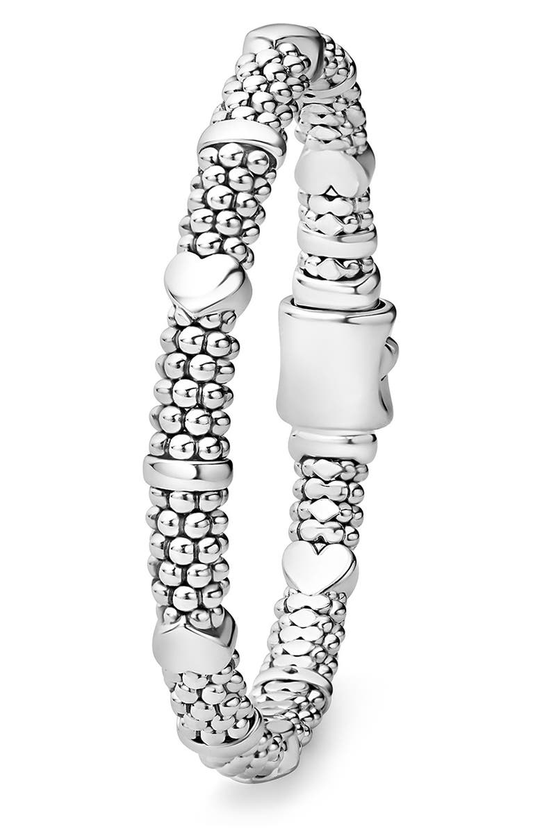 LAGOS Kids' Caviar Beaded Heart Bracelet, Alternate, color, Silver