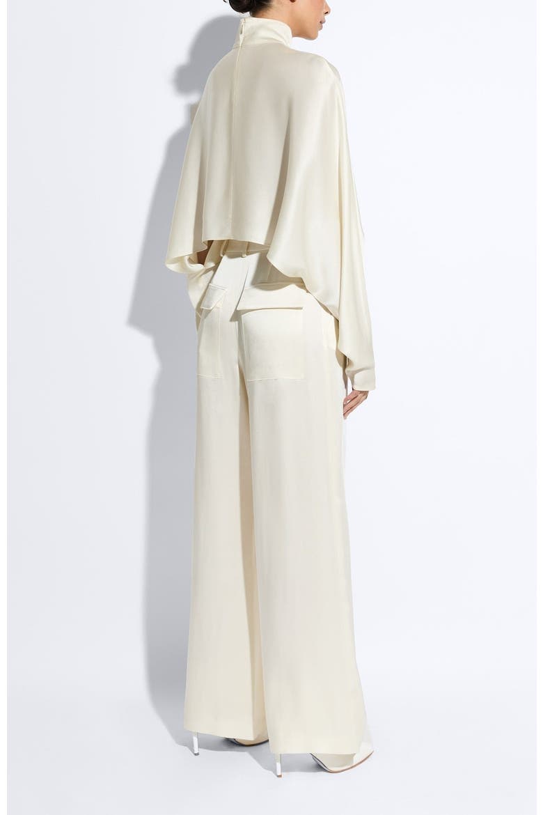 Satin Relaxed Pleated Pant, Alternate, color, Cream