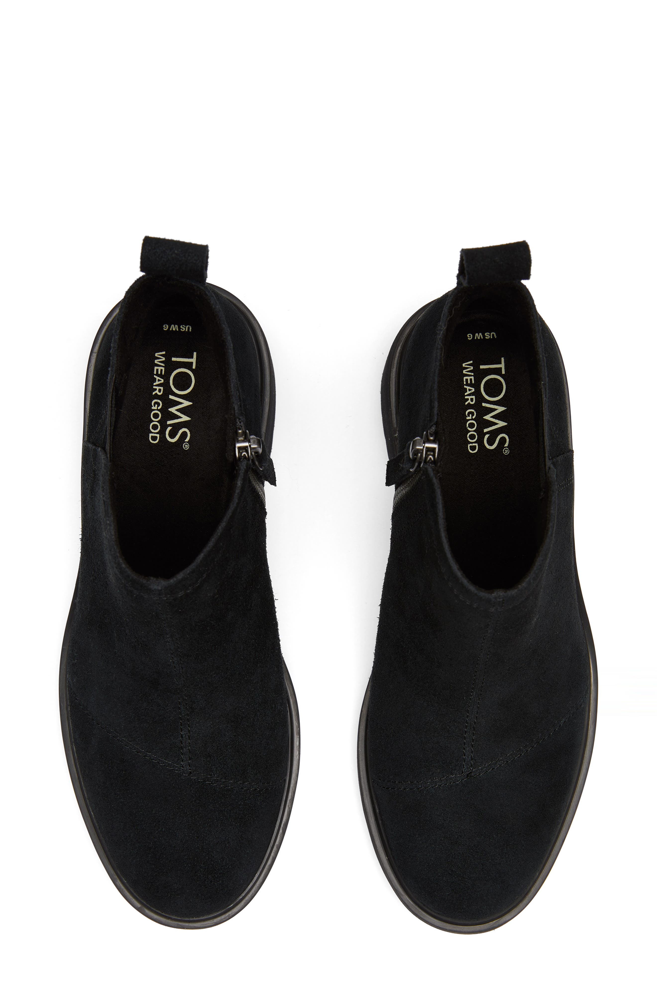 TOMS Maude Faux Shearling Lined Bootie, Alternate, color, Black