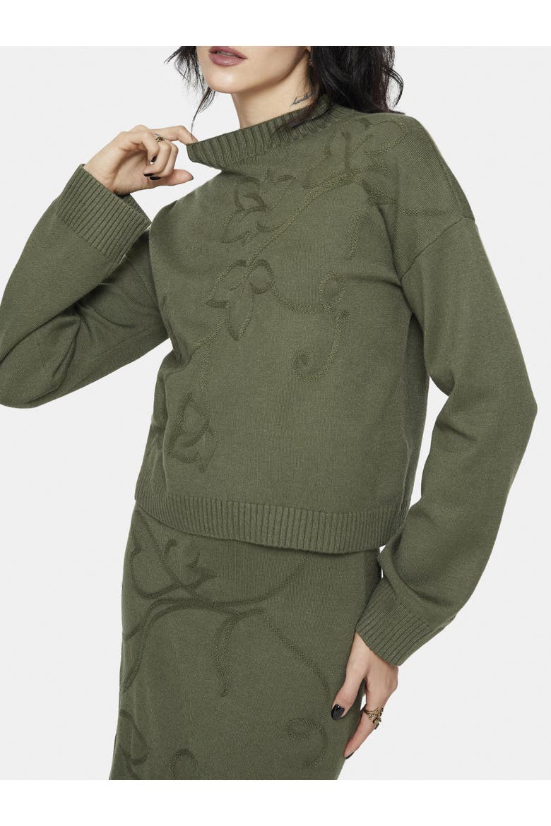 Elixir Branch Detail Knit Sweater, Alternate, color, Green