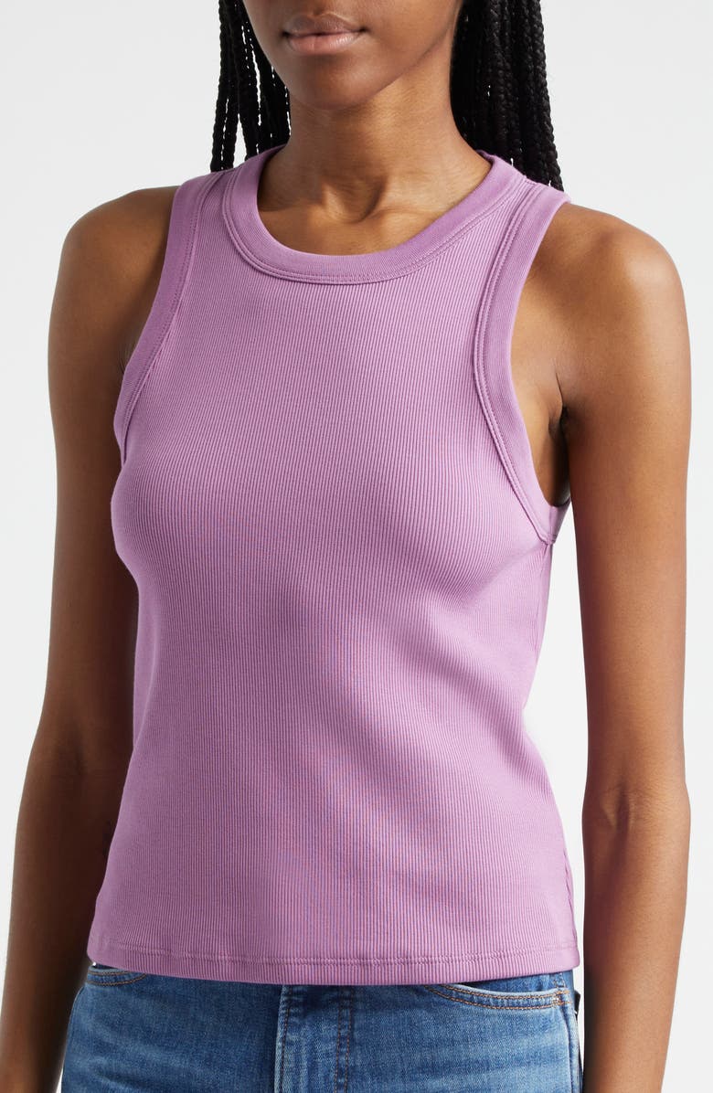 Veronica Beard Jordyn Rib Cotton Crop Tank, Alternate, color, Orchid Dusk