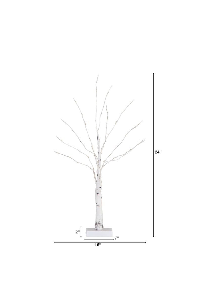 NEARLY NATURAL 2-ft Pre-Lit Artificial White Birch Tree with 60 Warm White LED Lights, Alternate, color, White