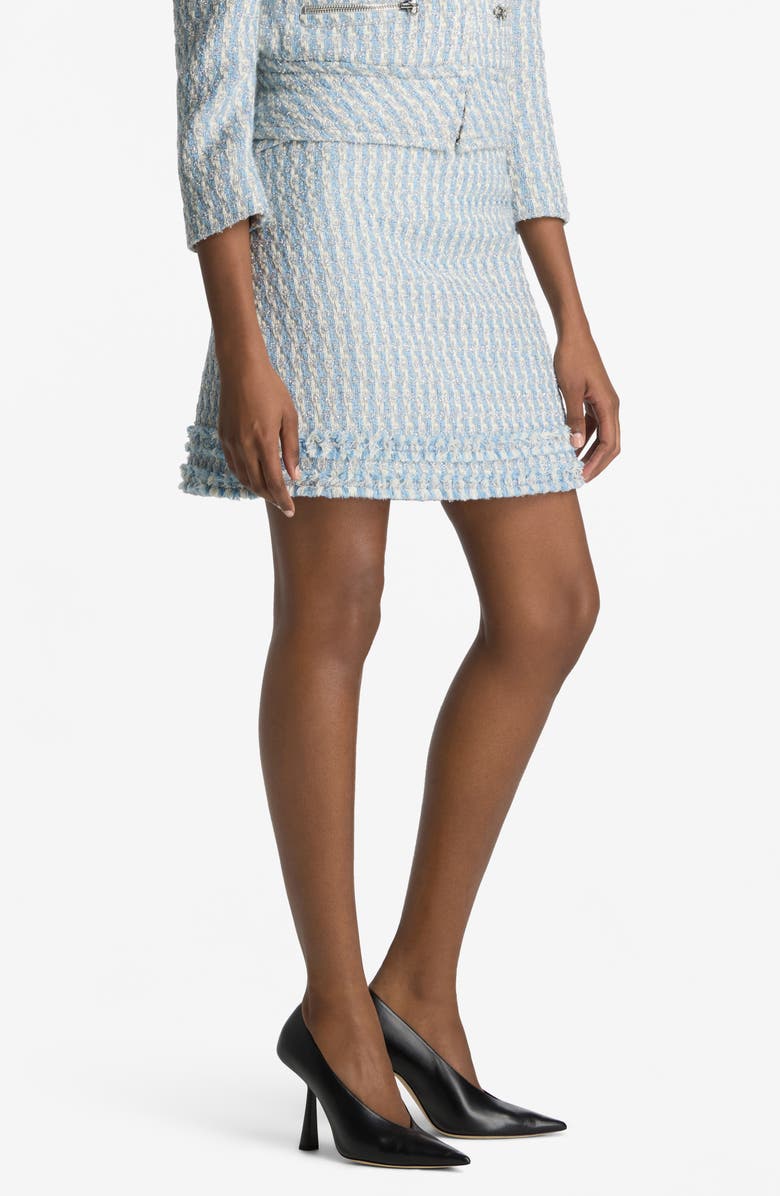 ST. JOHN Metallic Tweed Skirt, Alternate, color, Powder Blue/ White Multi