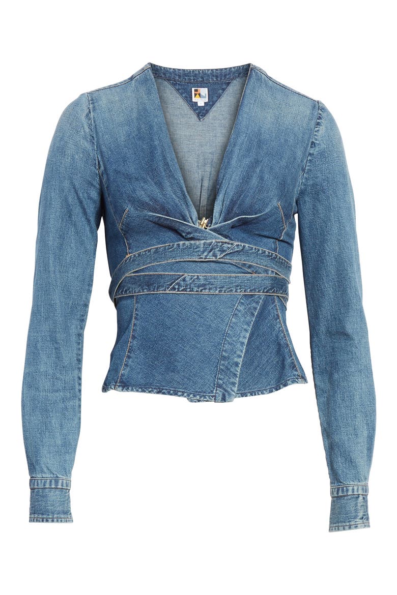 Biba Denim Wrap Top, Alternate, color, NORMANDIE