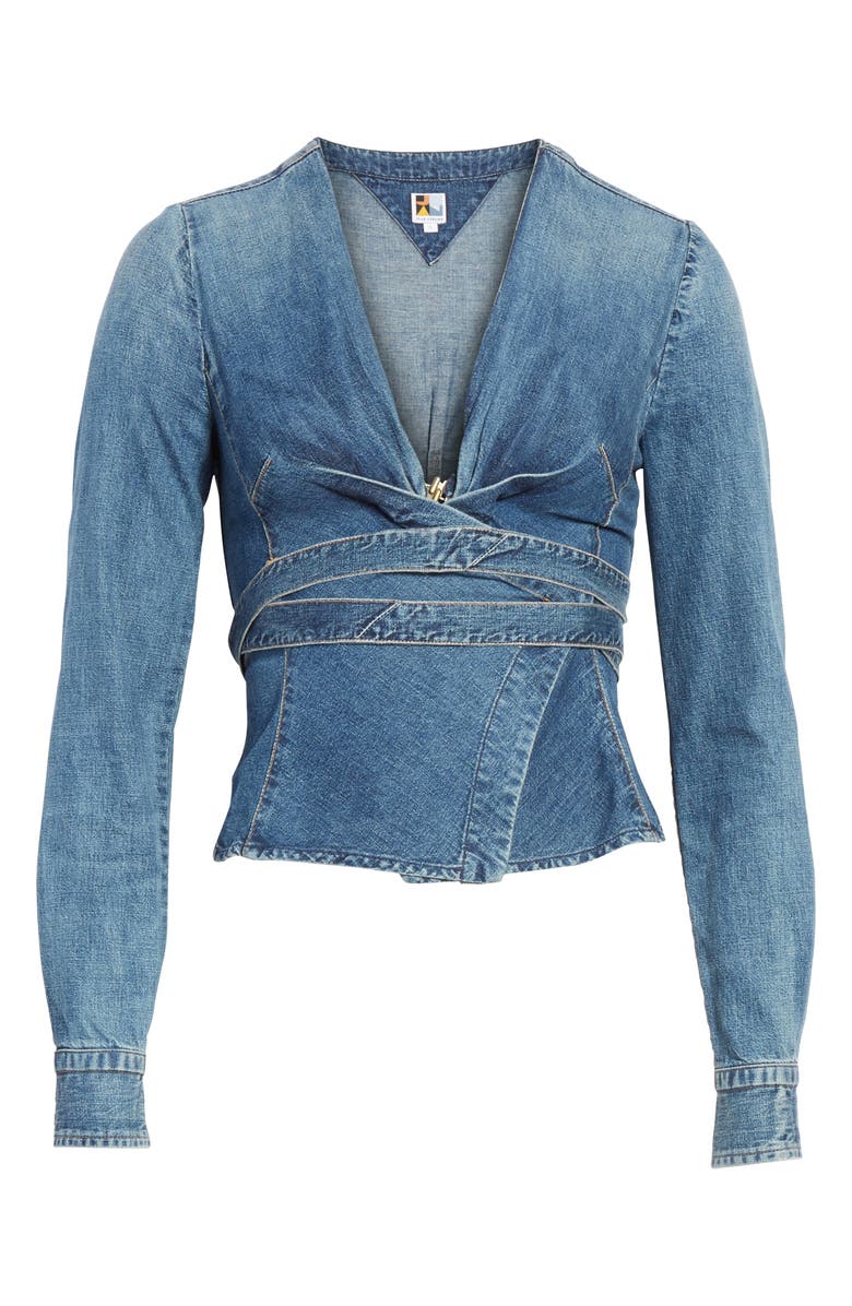 Jean Atelier Biba Denim Wrap Top, Alternate, color, 