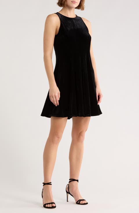 Velour A-Line Midi Dress