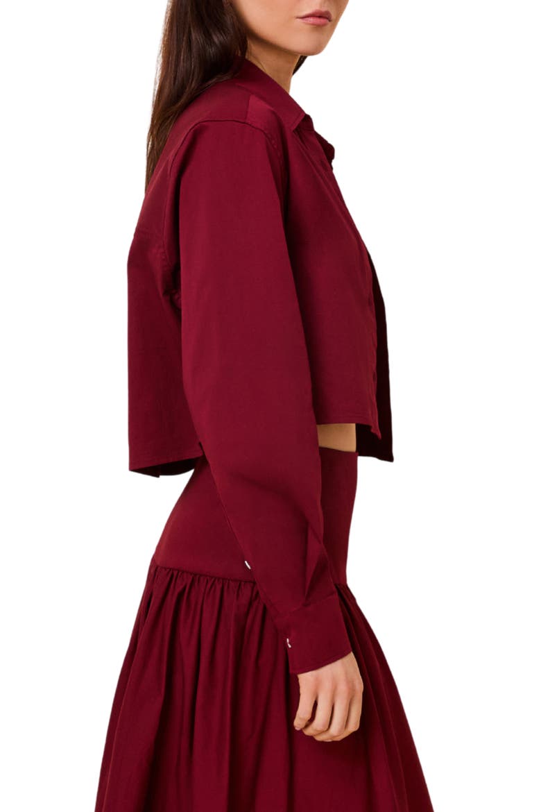 Avril Cropped Shirt, Alternate, color, SANGRIA