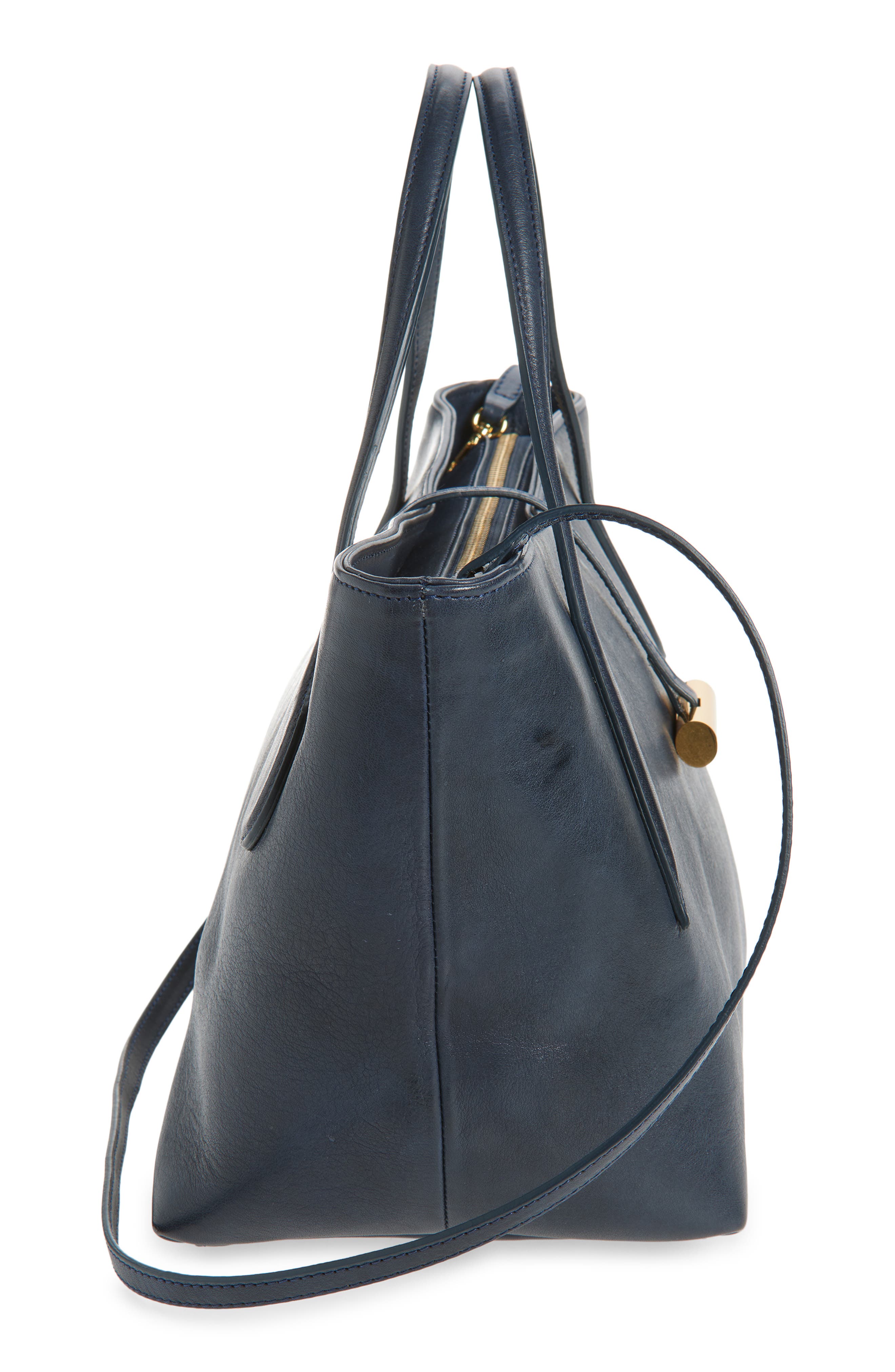 LIFFNER Petite Penne Leather Tote, Alternate, color, Navy