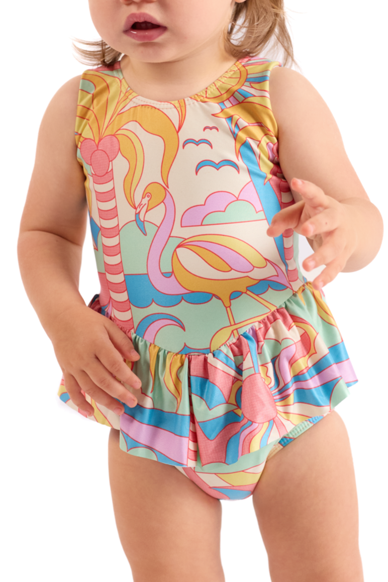 The Paradiso - Girls Ruffle One Piece with Tutu, Alternate, color, Yellow