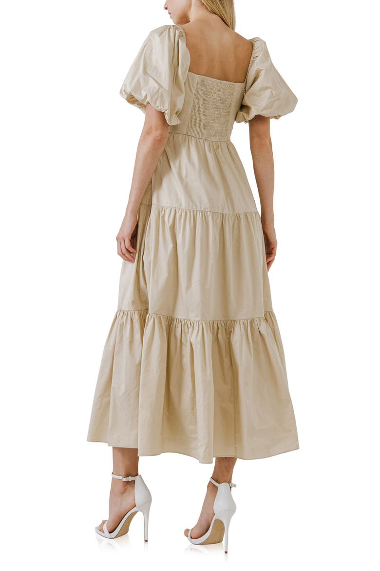 Tiered Ruffle Cotton Maxi Dress, Alternate, color, BEIGE