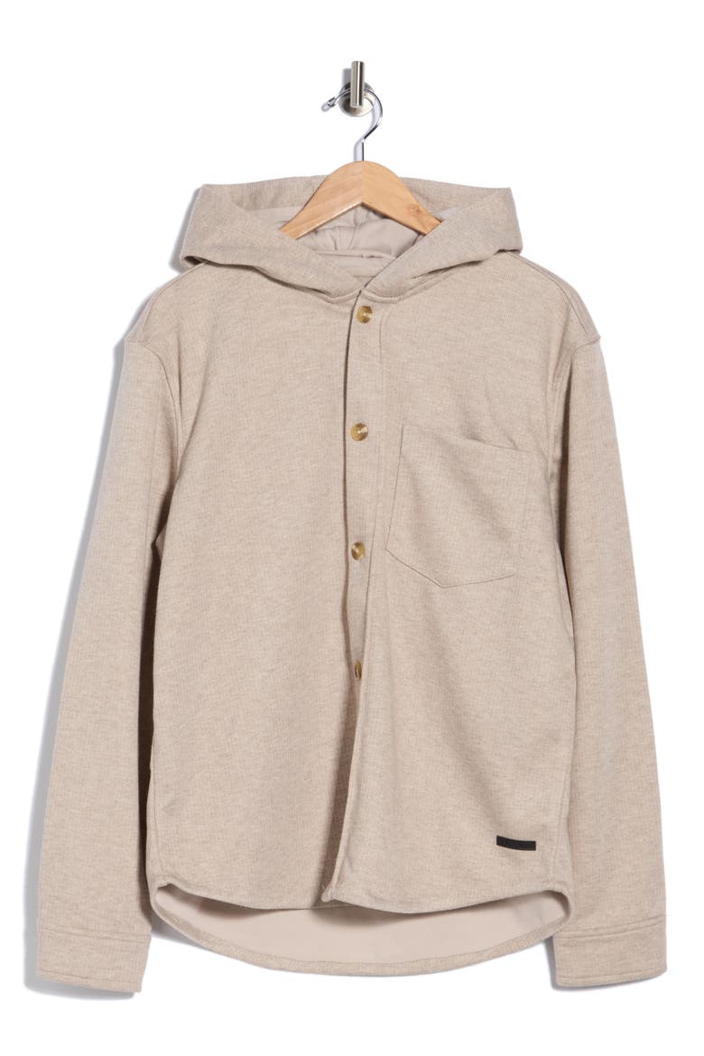 Relaxed Hooded Overshirt, Main, color, HEATHER TAUPE