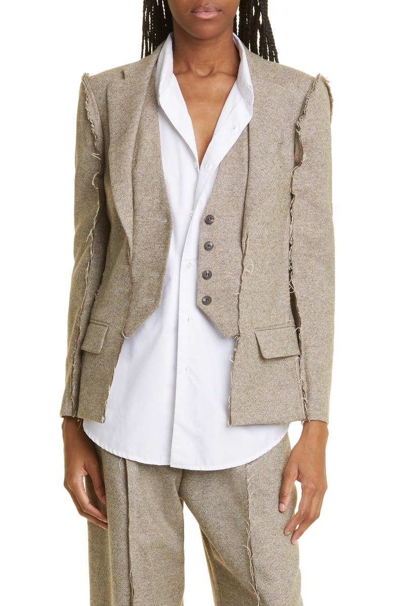 R13 Fray Seam Flat Sleeve Merino Wool Blazer, Main, color, 