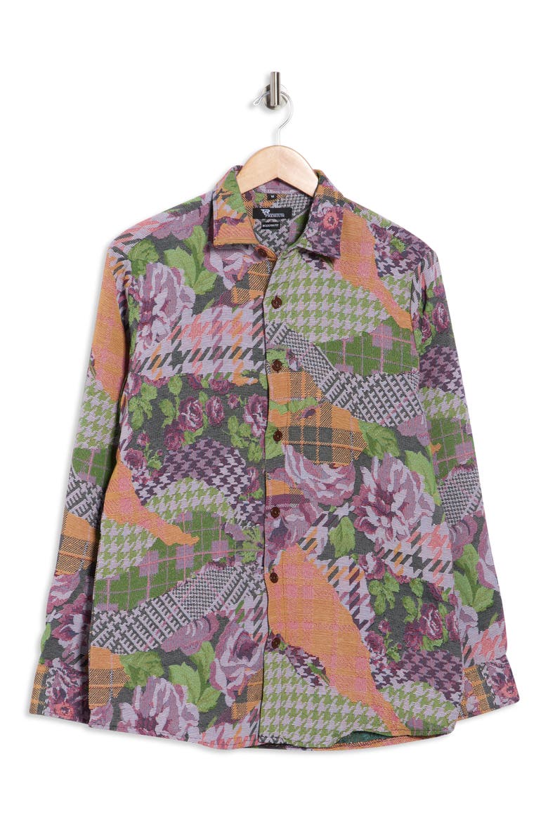 Tapestry Shirt Jacket, Alternate, color, PINK