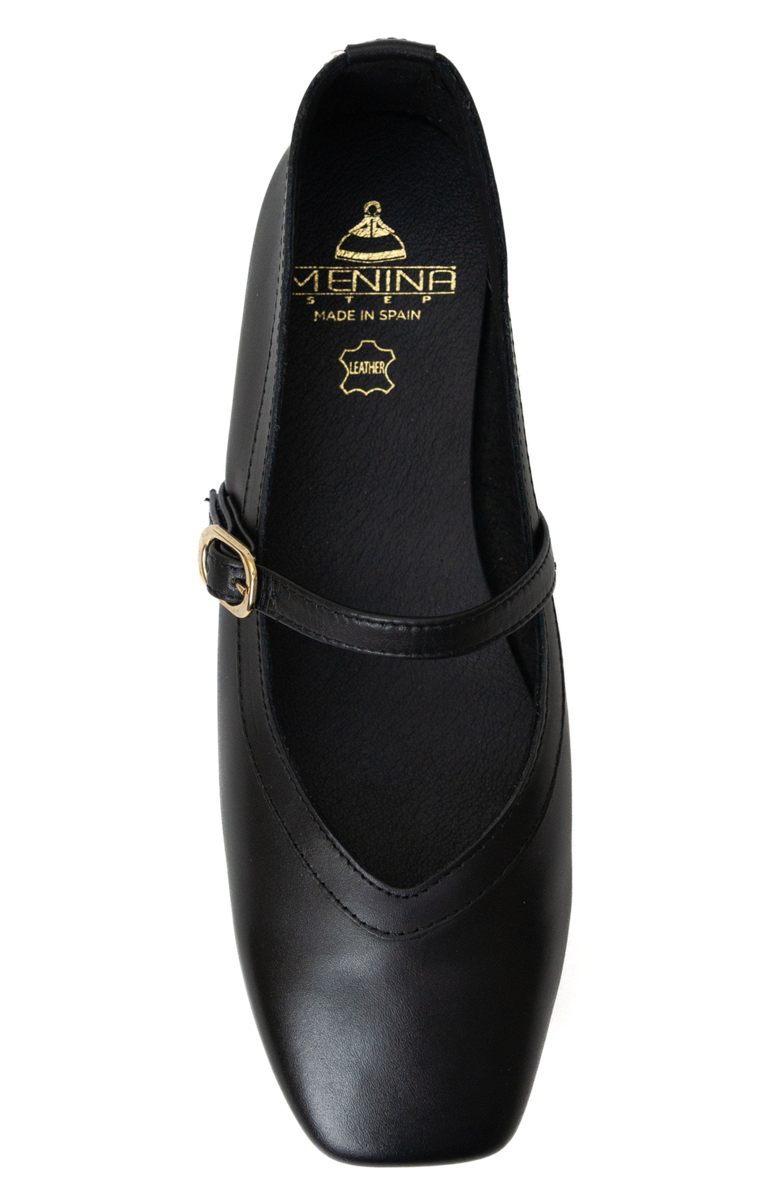 Menina Step Greta Leather Mary Jane Flat, Alternate, color, Black