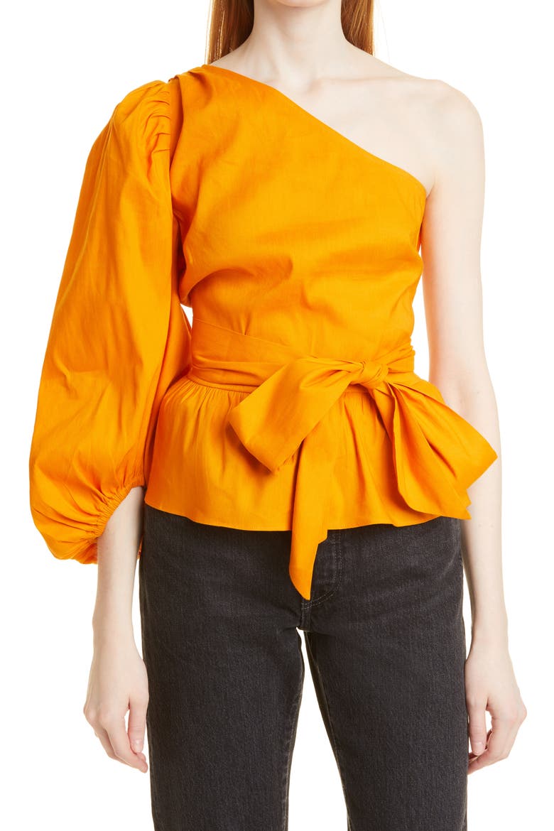 Lera One-Shoulder Top, Main, color, DARK ORANGE