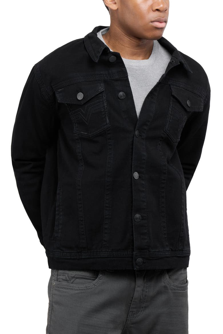 Saddle Stitch Denim Jacket, Alternate, color, BLACK