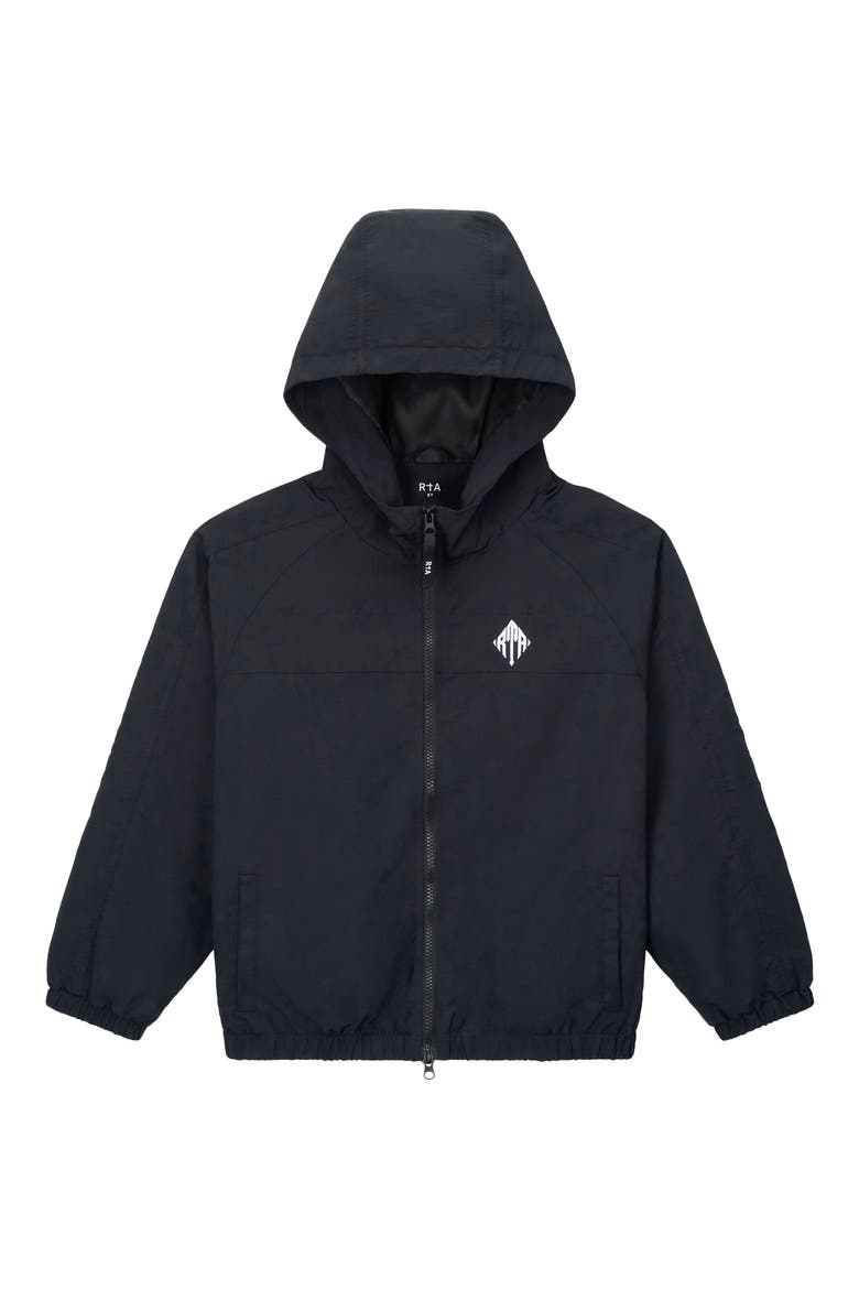 Kids' Luca Hooded Windbreaker Jacket, Main, color, BLACK