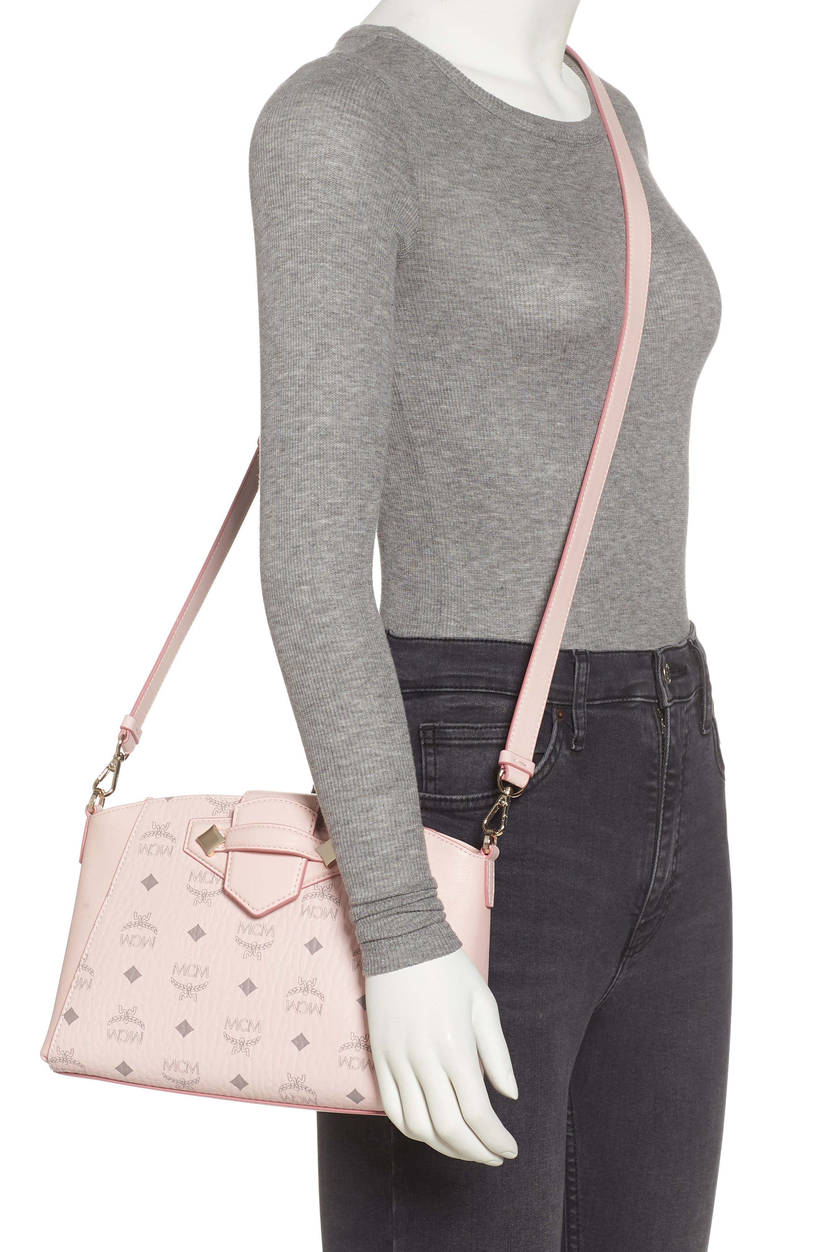 Essential Visetos Coated Canvas Crossbody Bag, Alternate, color, POWDER PINK