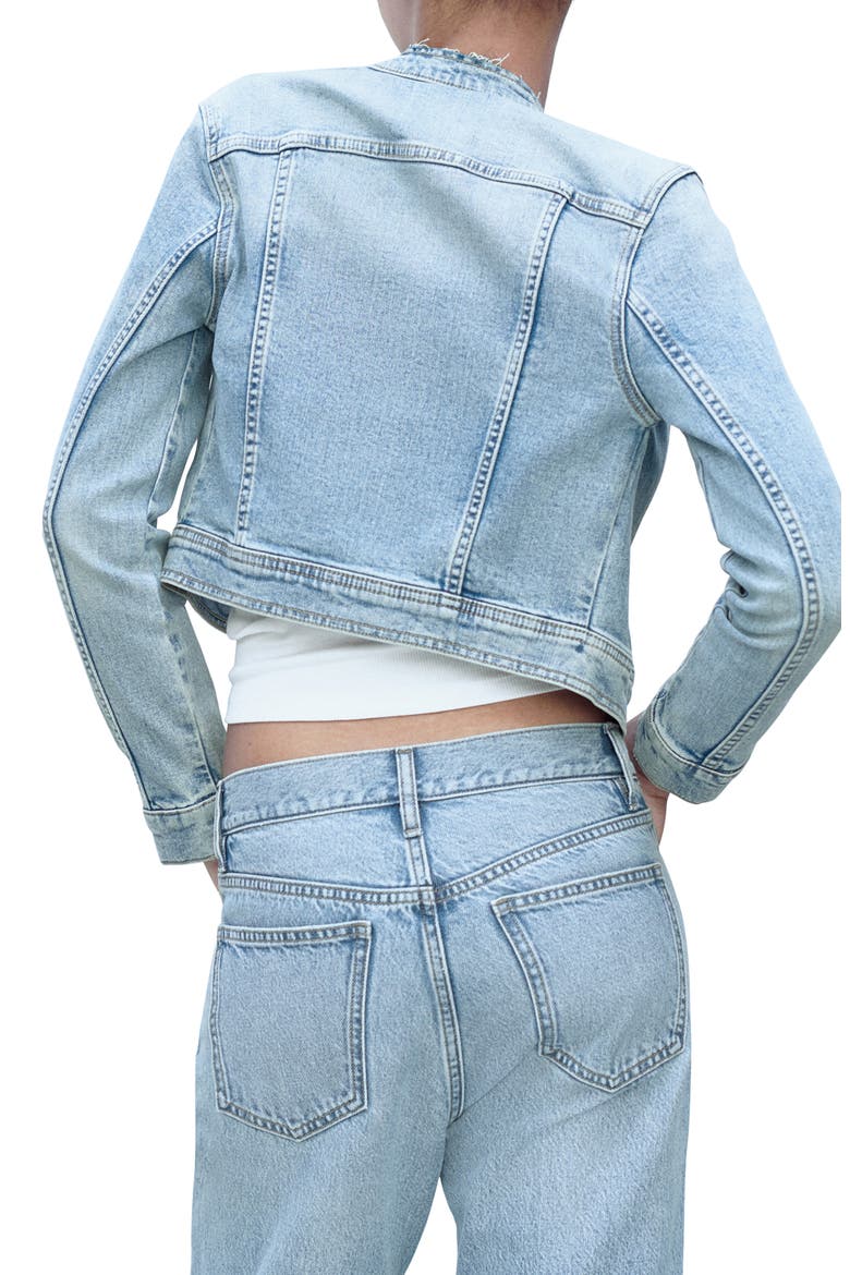 Distressed Zip Denim Jacket, Alternate, color, MEDIUM BLUE