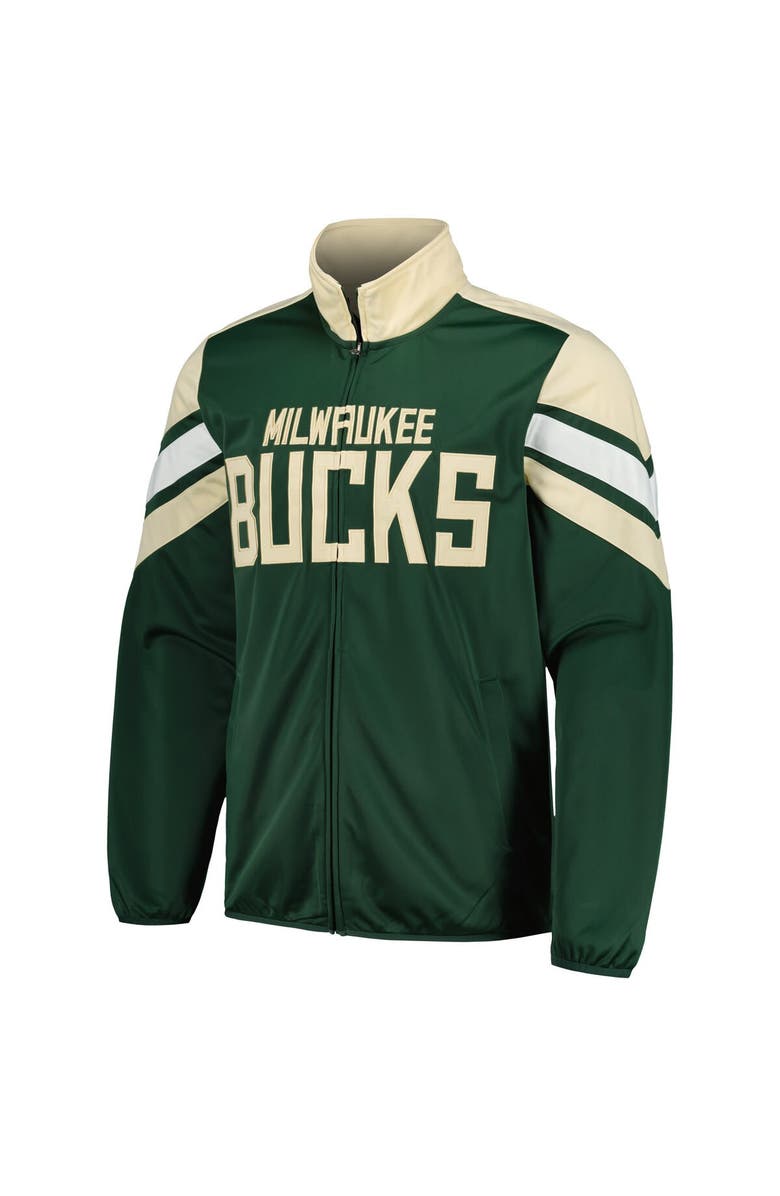 G-III SPORTS BY CARL BANKS Men's G-III Sports by Carl Banks Hunter Green Milwaukee Bucks Game Ball Full-Zip Track Jacket, Alternate, color, Hunter Green
