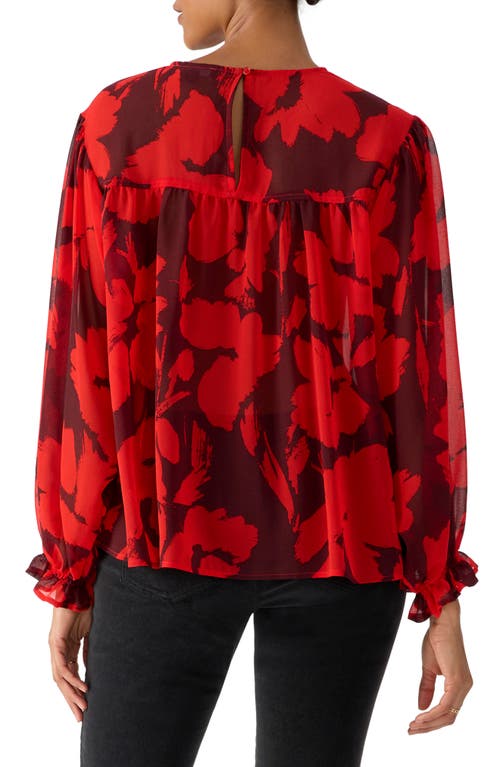 Sanctuary Ruffle Moment Print Chiffon Top
