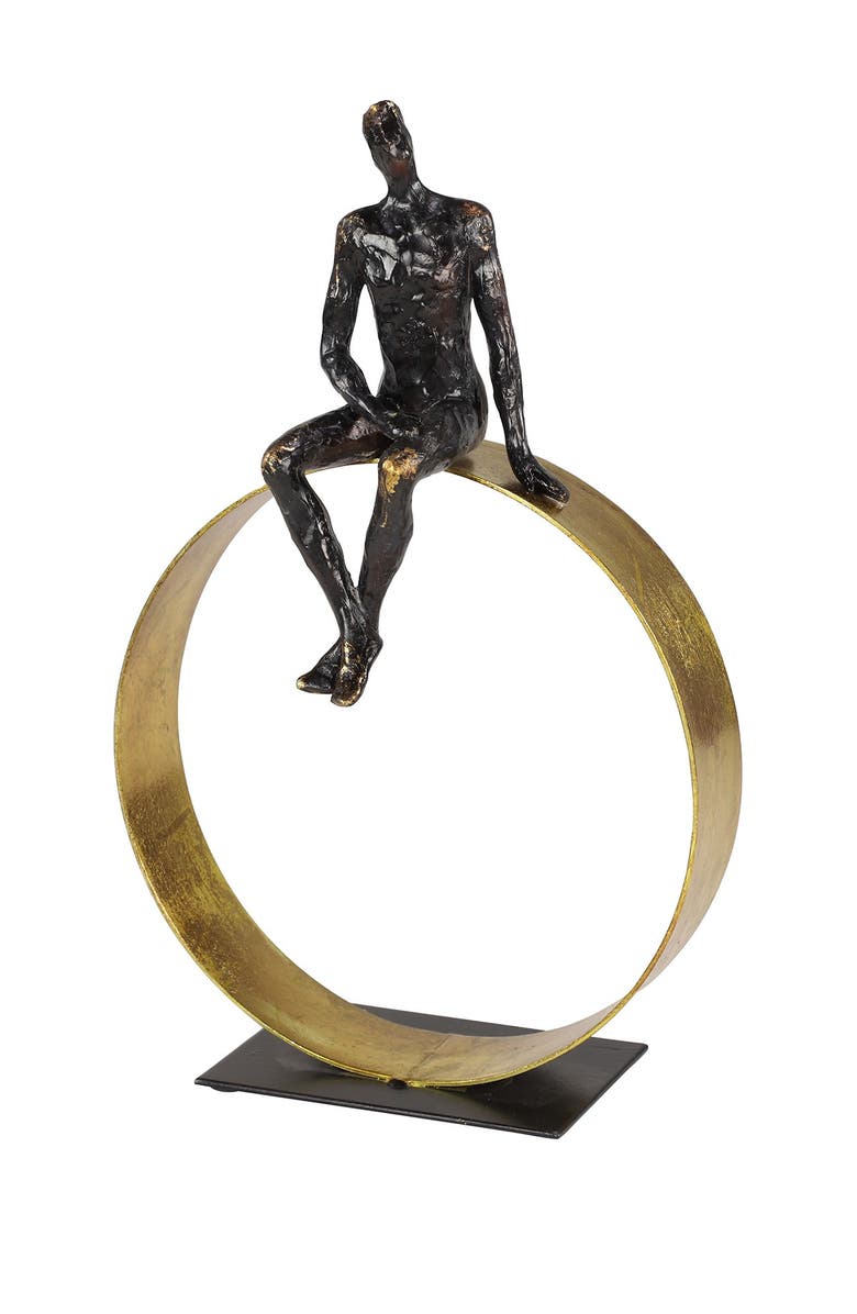 WILLOW ROW Black Polystone Modern People Sculpture, Main, color,