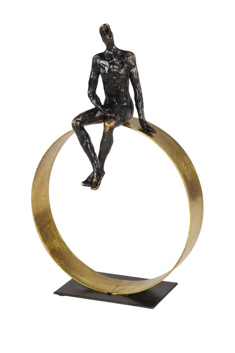 Black Polystone Modern People Sculpture