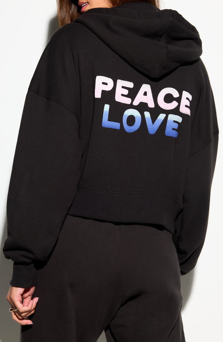 Spiritual Gangster Peace Love Jules Cotton Blend Graphic Zip-Up Hoodie, Alternate, color, Black
