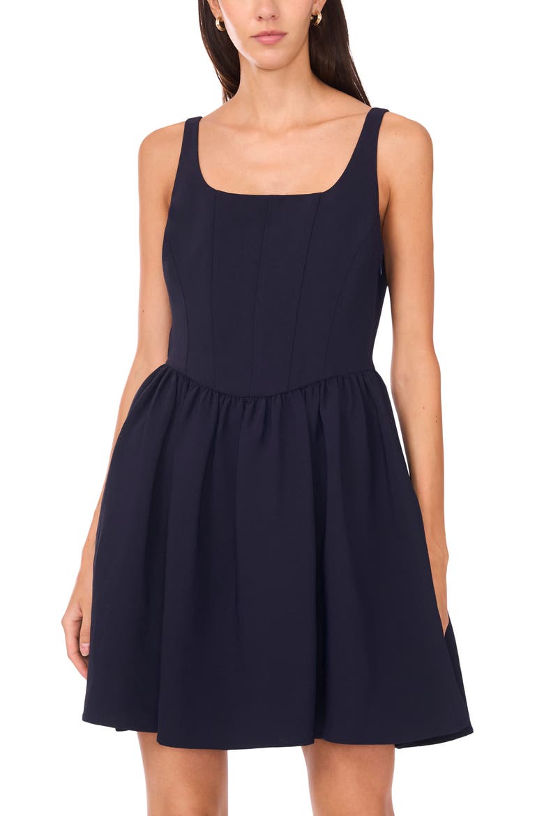 Corset Bodice Fit & Flare Minidress, Alternate, color, CLASSIC NAVY 407