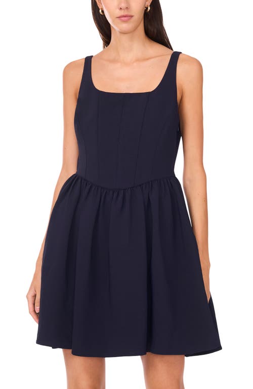 Cece Corset Bodice Fit & Flare Minidress In Blue