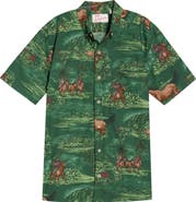 Kahala Paniolo Country Print Cotton Short Sleeve Button-Down Shirt