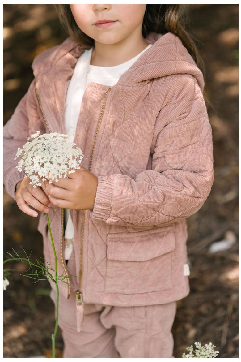 Organic Cotton Corduroy Quilted Hooded Jacket, Alternate, color, HARBOR