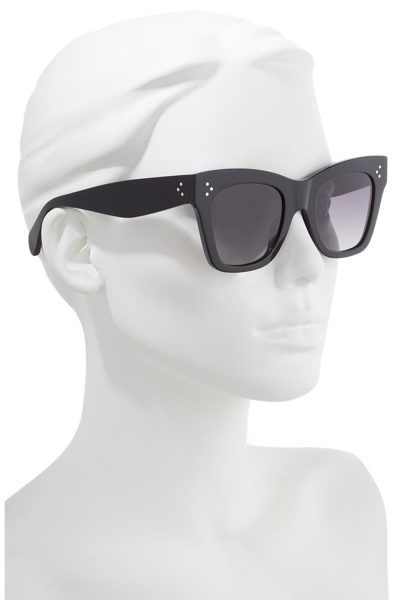 50mm Polarized Square Sunglasses, Alternate, color, BLACK/ GREY POLAR