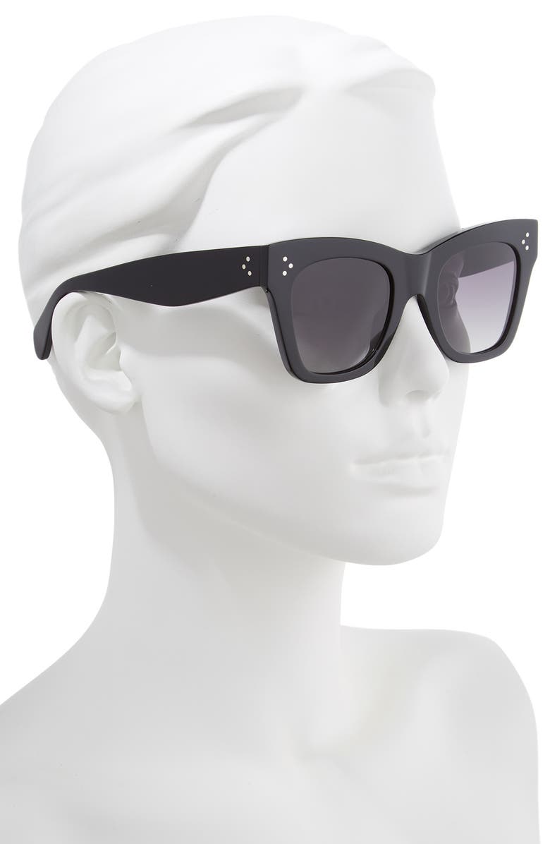 CELINE 50mm Polarized Square Sunglasses, Alternate, color, Black/ Grey Polar