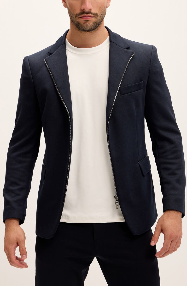 RON TOMSON Notch Lapel Zip Blazer, Alternate, color, Navy